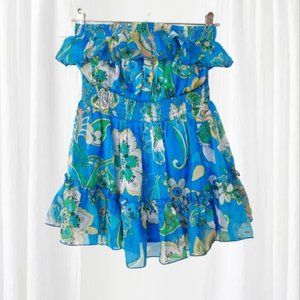 100٪ Silk Vintage Boho BEBE Tiered Moorea Top